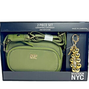 Madden NYC Women’s Olive Convertible Crossbody Bag & Keychain 2-Piece Set